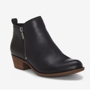 Lucky Brand Basel Black Leather Ankle Boots